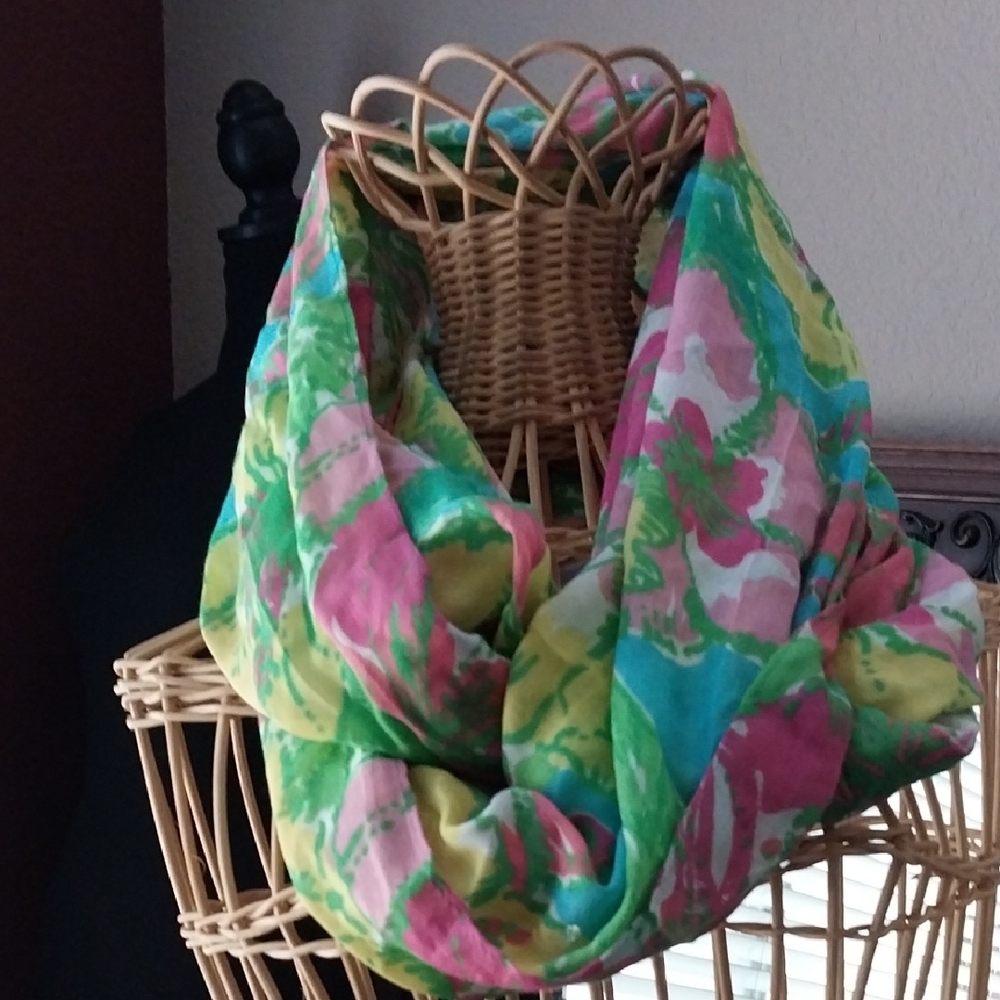 Lilly Pulitzer Pink and Green Scarf Vibrant Wrap